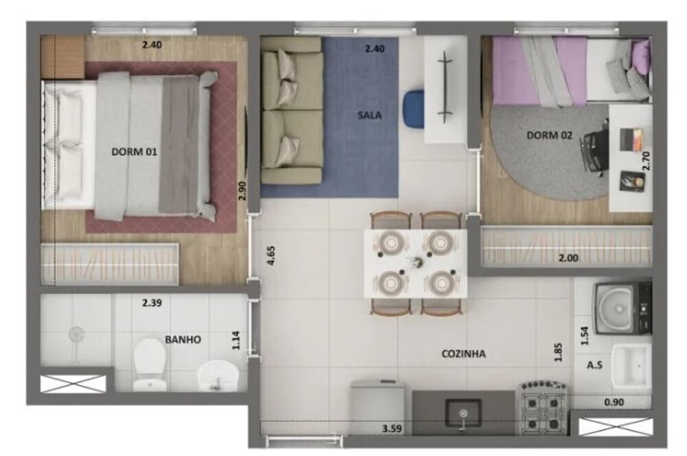 Apartamento à venda com 2 quartos, 37m² - Foto 10