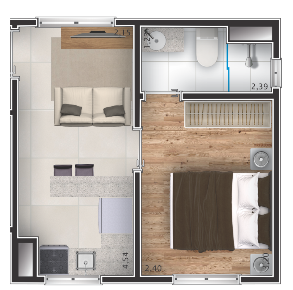 Apartamento, 1 quarto, 37 m² - Foto 3