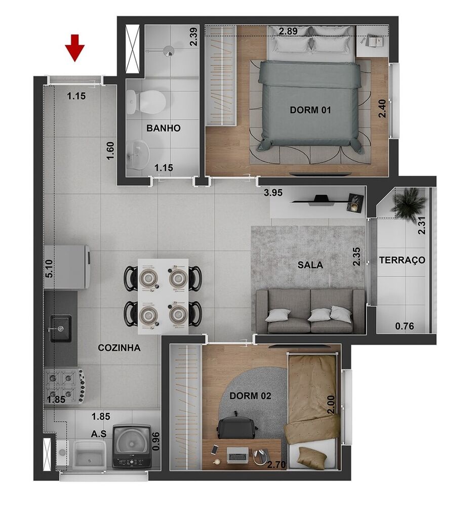 Apartamento, 2 quartos, 40 m² - Foto 8