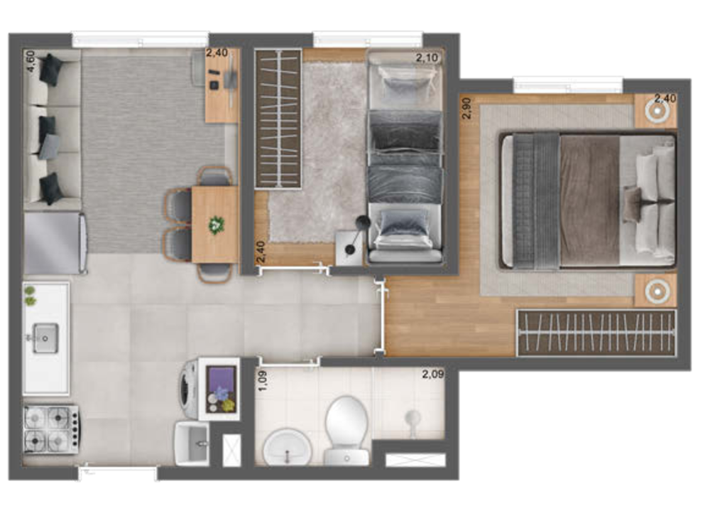 Apartamento, 2 quartos, 32 m² - Foto 3