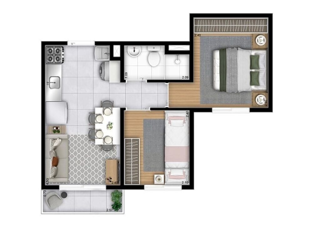 Apartamento, 2 quartos, 31 m² - Foto 2