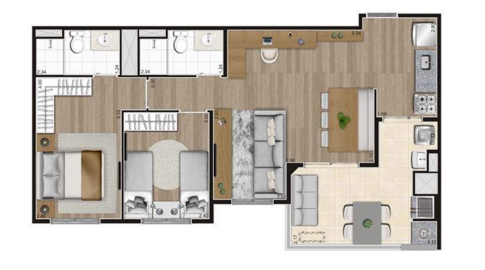 Apartamento, 3 quartos, 67 m² - Foto 5