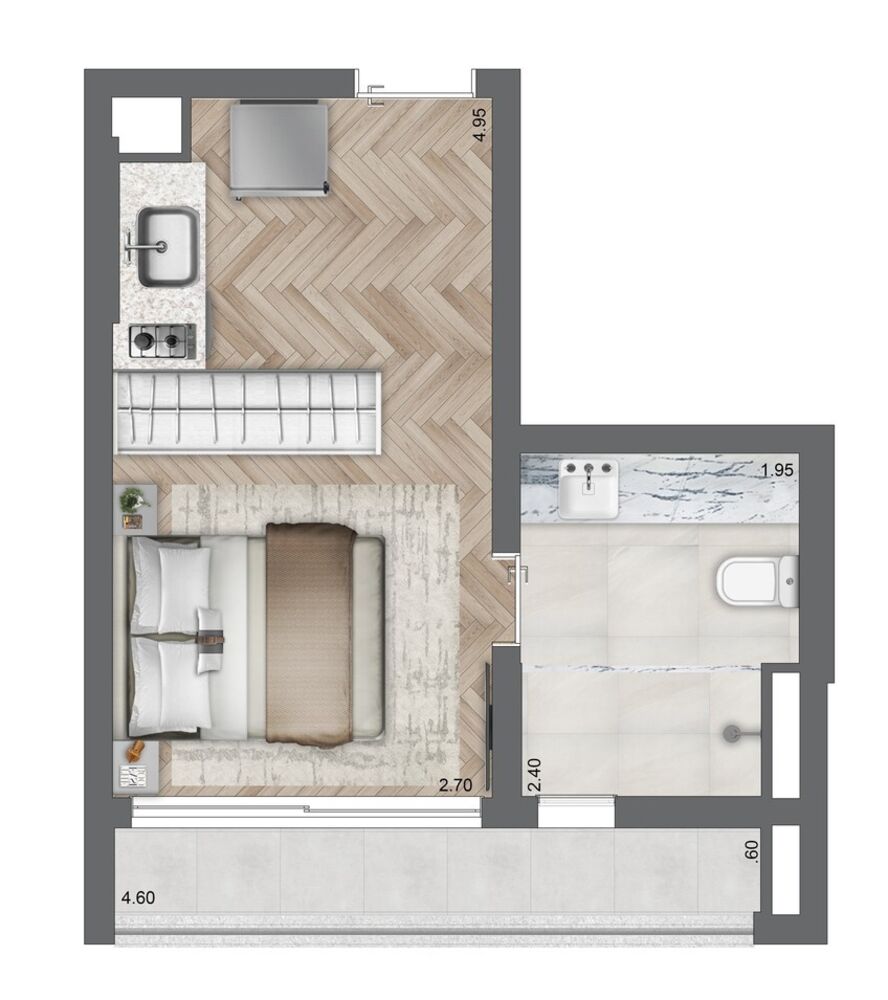 Apartamento, 1 quarto, 38 m² - Foto 3