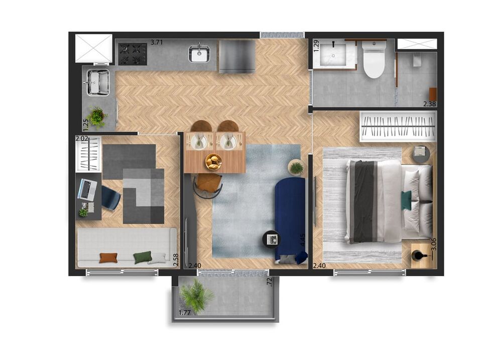 Apartamento, 1 quarto, 28 m² - Foto 2