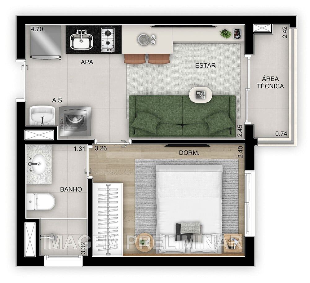 Apartamento, 2 quartos, 29 m² - Foto 5