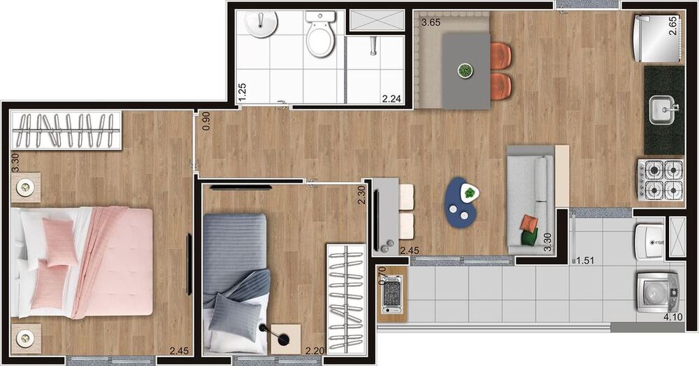 Apartamento, 2 quartos, 38 m² - Foto 3