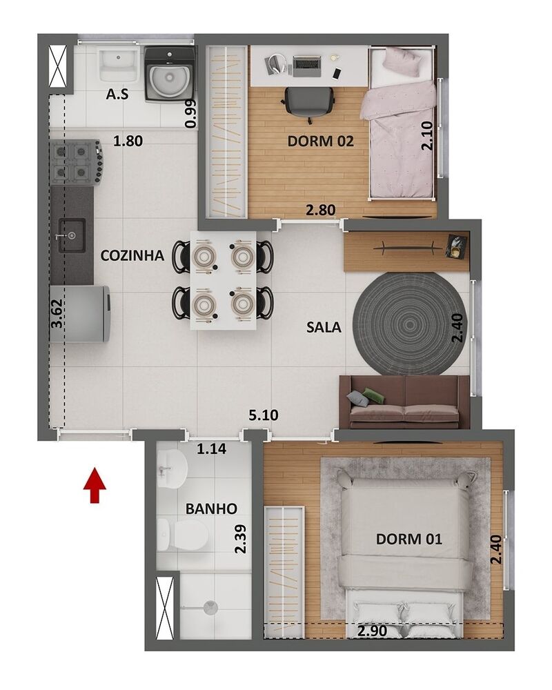 Apartamento, 2 quartos, 34 m² - Foto 15