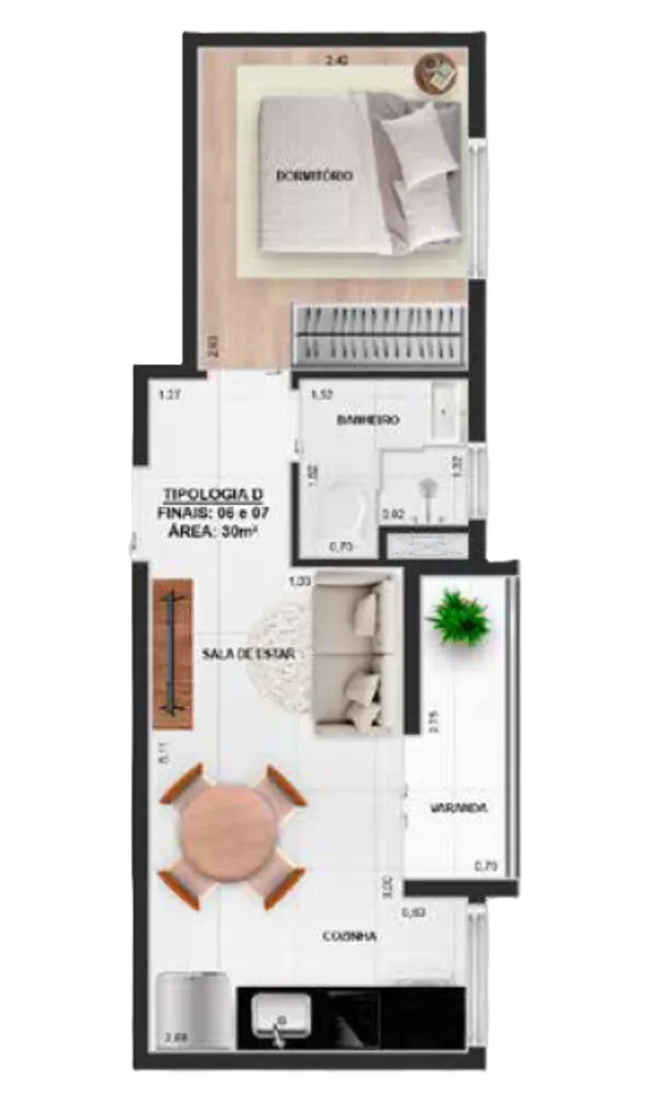 Apartamento, 2 quartos, 33 m² - Foto 3