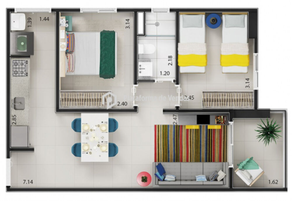 Apartamento, 1 quarto, 41 m² - Foto 2