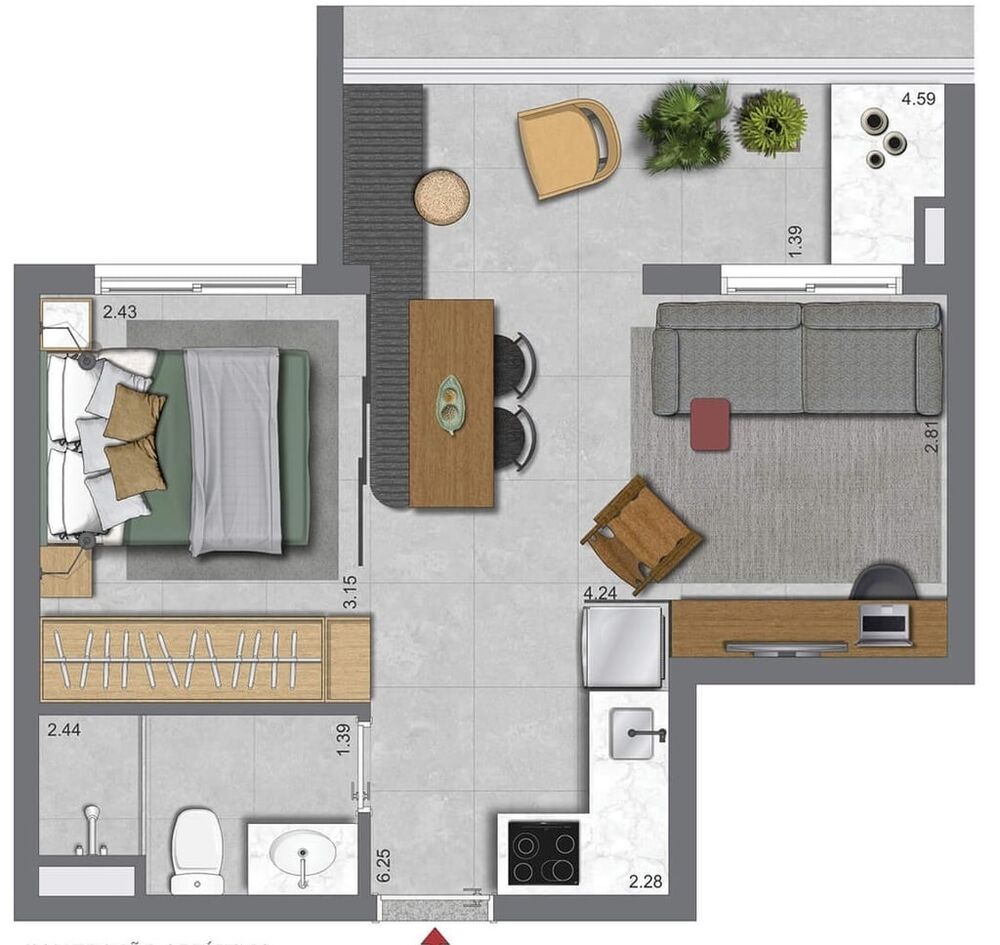 Apartamento, 2 quartos, 46 m² - Foto 3