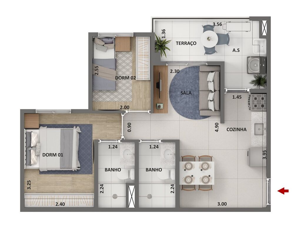 Apartamento, 2 quartos, 34 m² - Foto 3