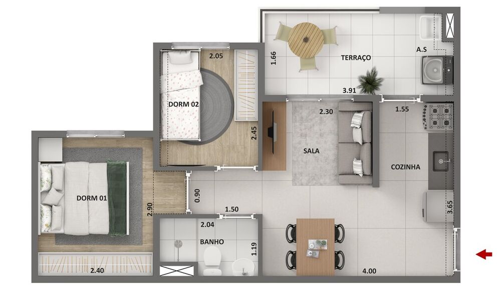 Apartamento, 2 quartos, 34 m² - Foto 1
