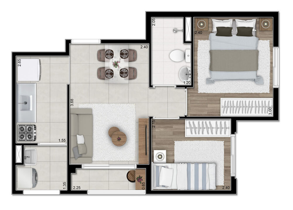 Apartamento, 2 quartos, 37 m² - Foto 1