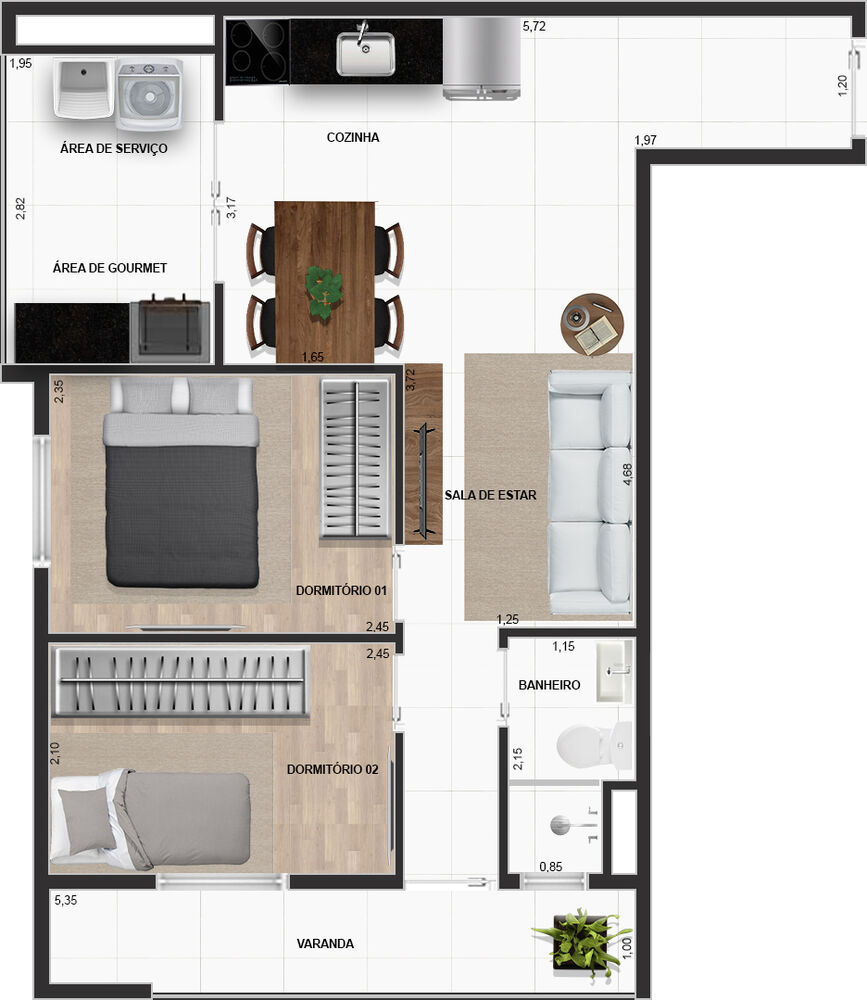 Apartamento, 2 quartos, 45 m² - Foto 2