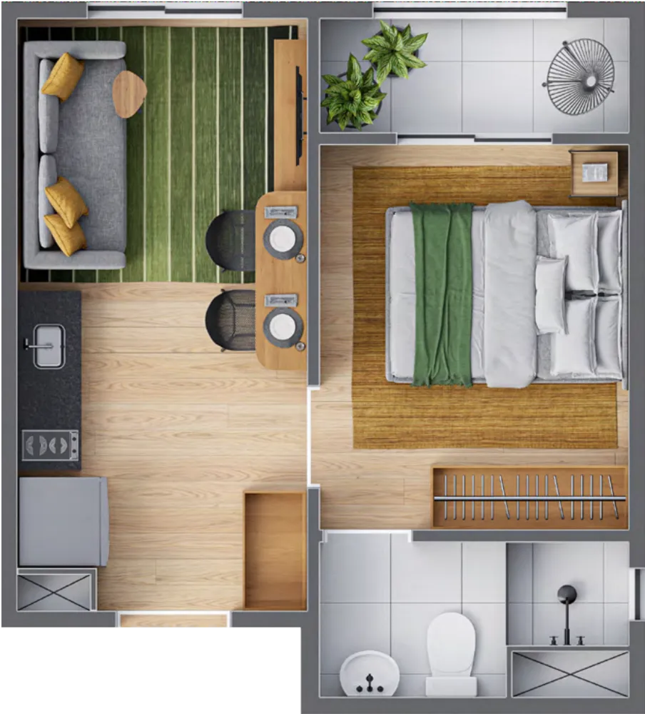 Apartamento, 2 quartos, 34 m² - Foto 2