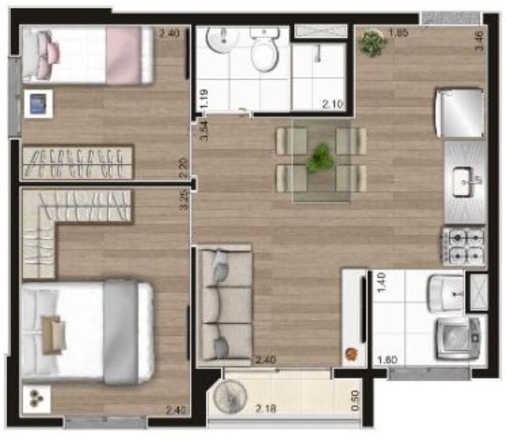 Apartamento, 2 quartos, 37 m² - Foto 1