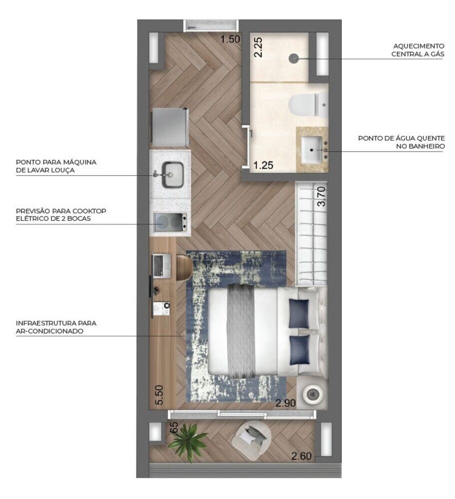Apartamento, 1 quarto, 58 m² - Foto 8
