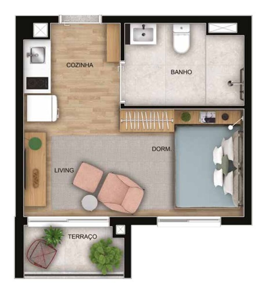 Apartamento, 1 quarto, 27 m² - Foto 3