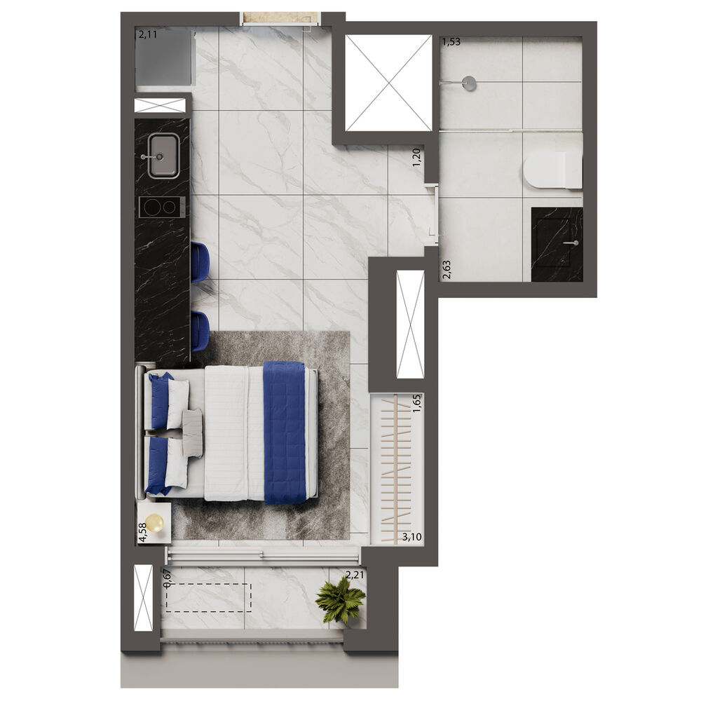 Apartamento, 1 quarto, 34 m² - Foto 2