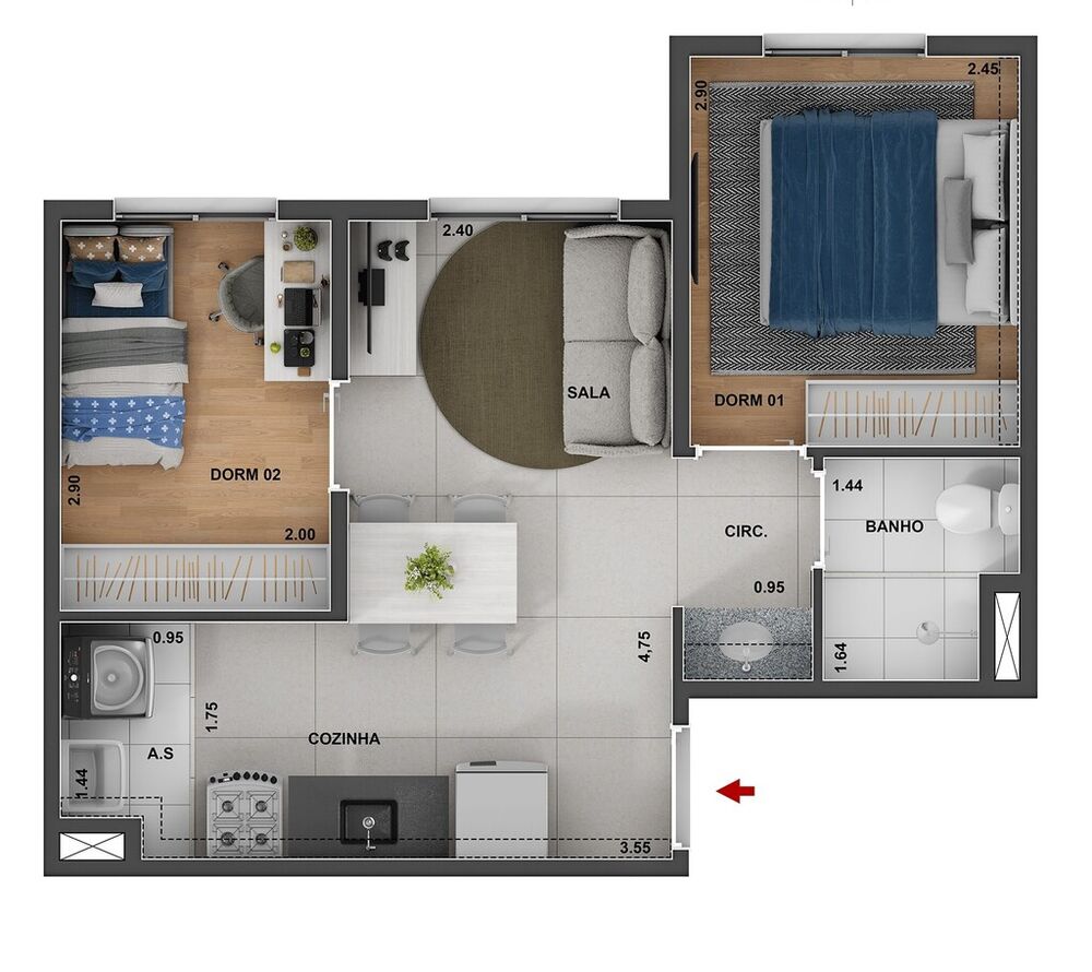 Apartamento, 1 quarto, 35 m² - Foto 18