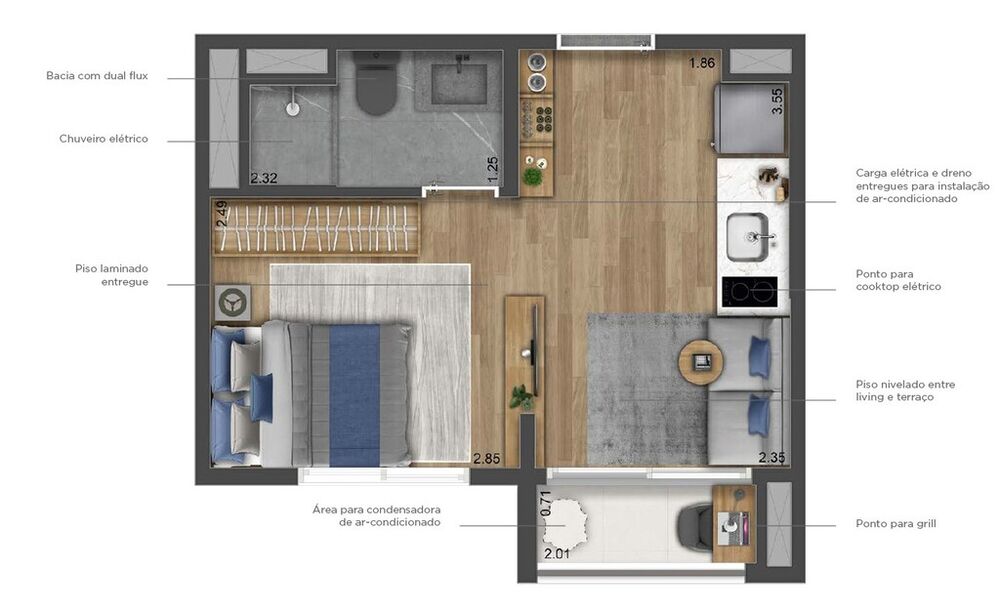 Apartamento, 1 quarto, 24 m² - Foto 2