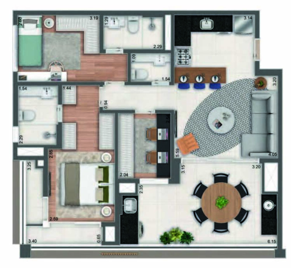 Apartamento, 3 quartos, 94 m² - Foto 2