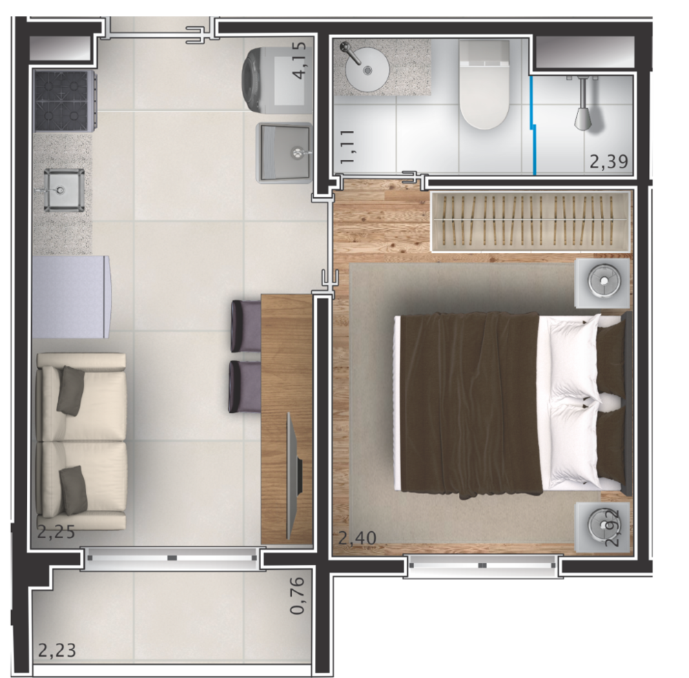 Apartamento, 2 quartos, 35 m² - Foto 2