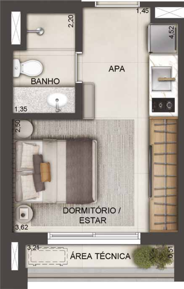 Apartamento, 1 quarto, 22 m² - Foto 2