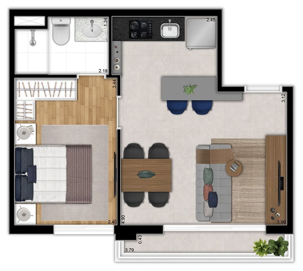 Apartamento, 2 quartos, 39 m² - Foto 2