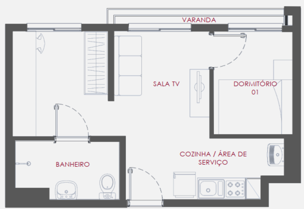 Apartamento, 1 quarto, 27 m² - Foto 1