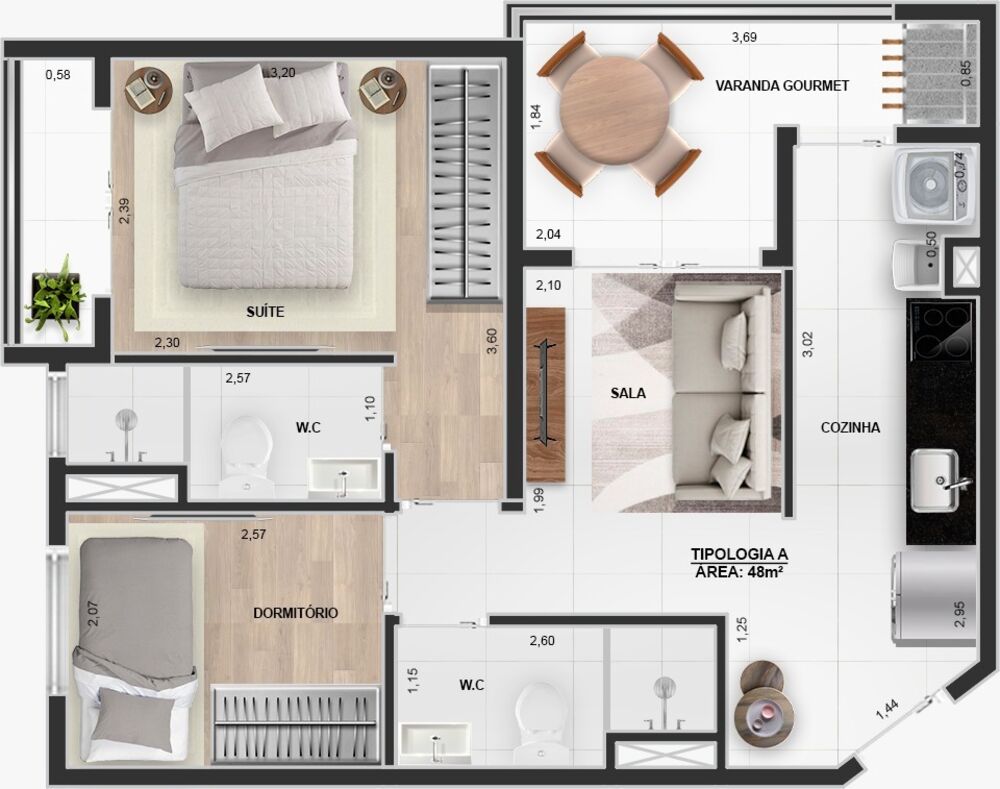 Apartamento, 2 quartos, 48 m² - Foto 11