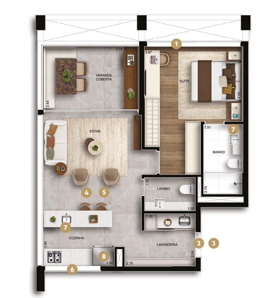 Apartamento, 1 quarto, 57 m² - Foto 3