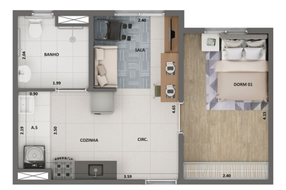 Apartamento, 2 quartos, 34 m² - Foto 8