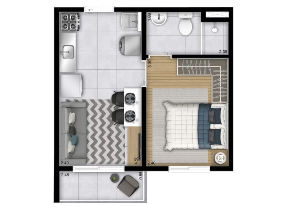 Apartamento, 1 quarto, 26 m² - Foto 3