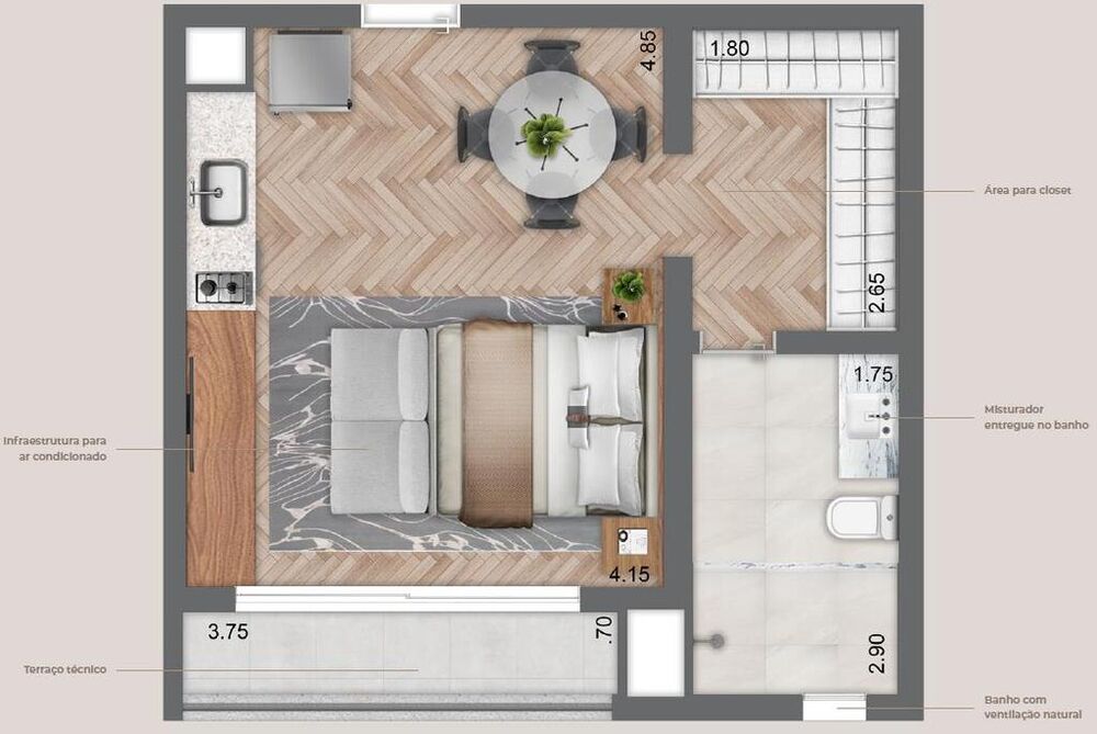 Apartamento, 1 quarto, 49 m² - Foto 8