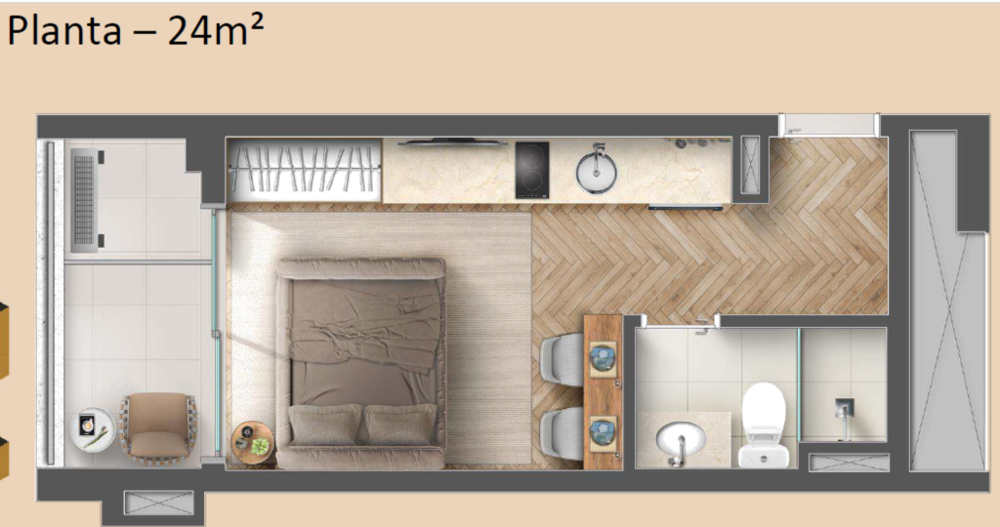 Apartamento, 1 quarto, 19 m² - Foto 12