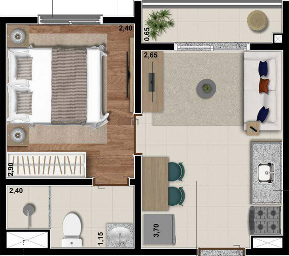 Apartamento, 1 quarto, 25 m² - Foto 3