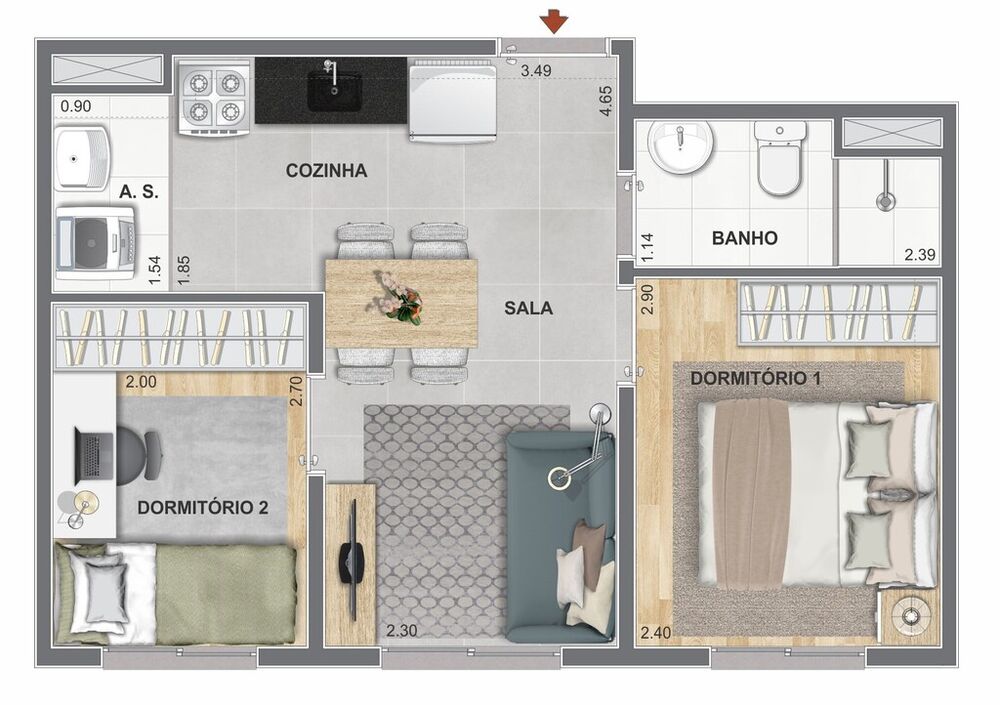 Apartamento, 1 quarto, 34 m² - Foto 1