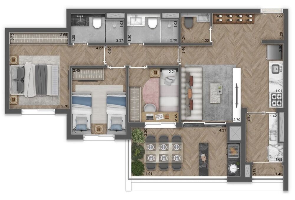 Apartamento, 3 quartos, 106 m² - Foto 12