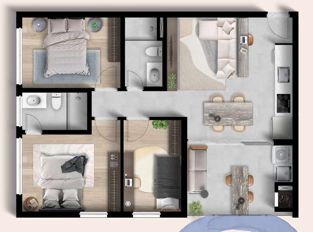 Apartamento à venda com 3 quartos, 68m² - Foto 3