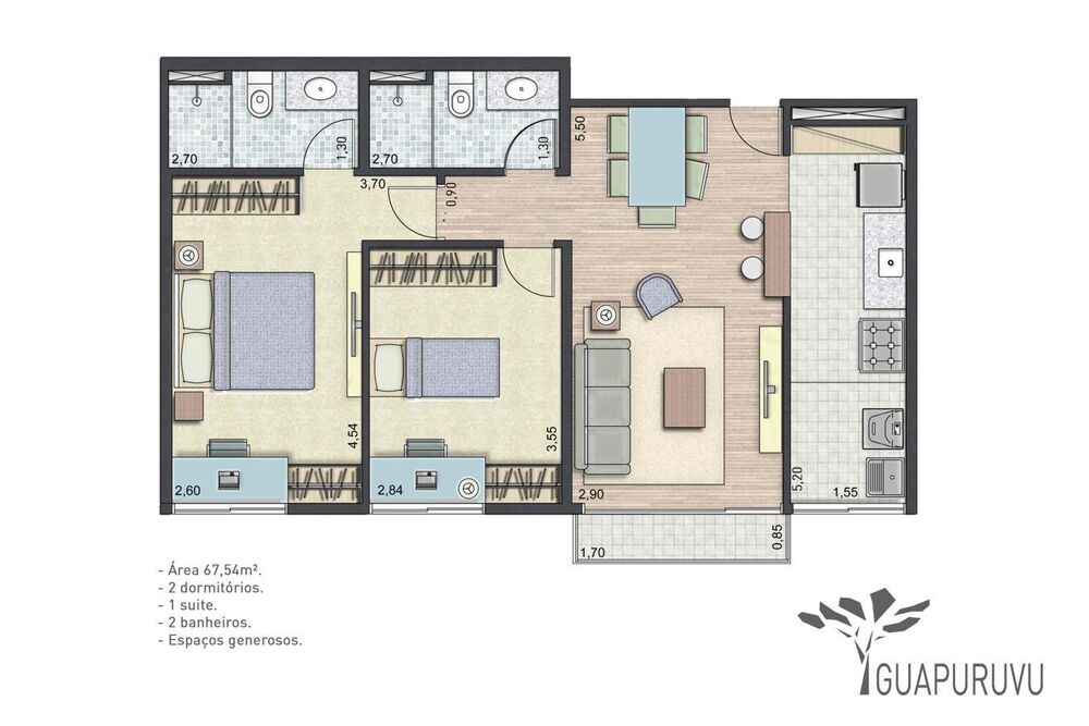 Apartamento, 2 quartos, 68 m² - Foto 8