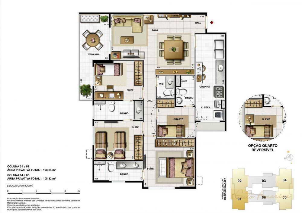 Apartamento para alugar com 4 quartos, 109m² - Foto 3