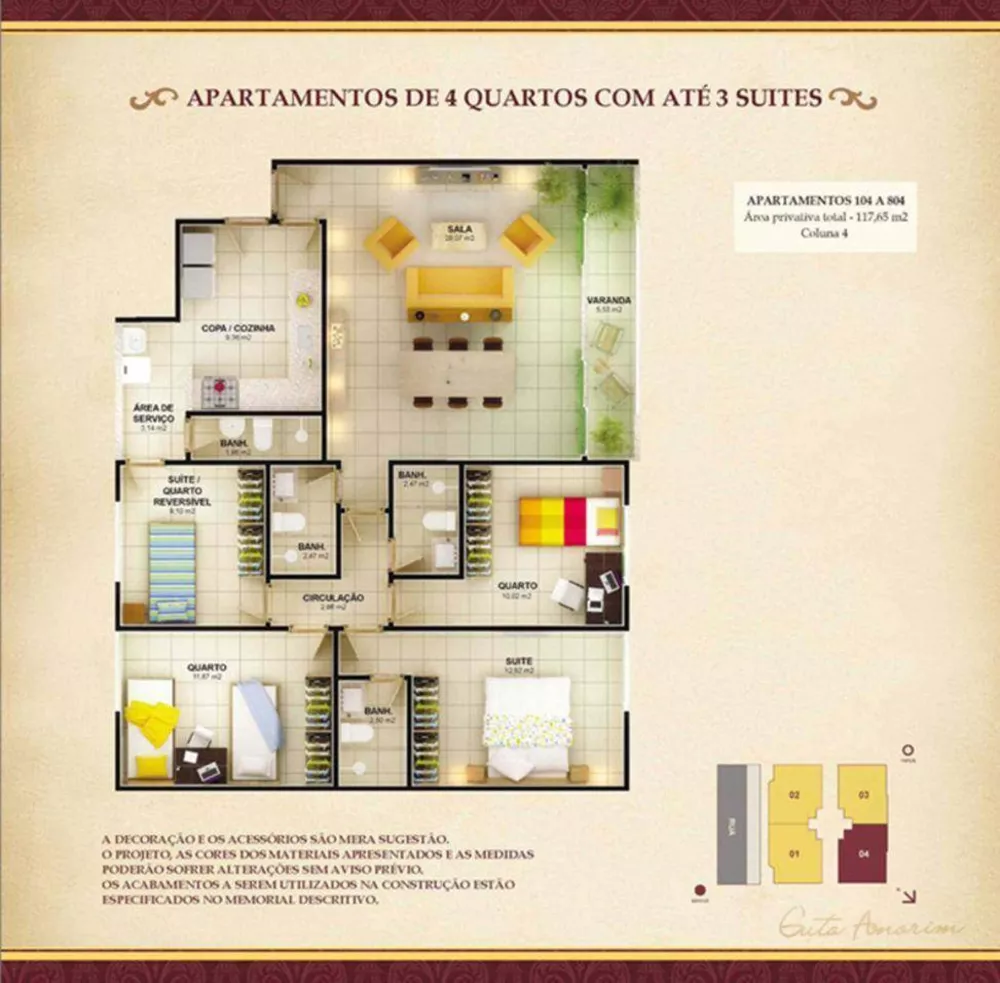 Apartamento, 4 quartos, 124 m² - Foto 1