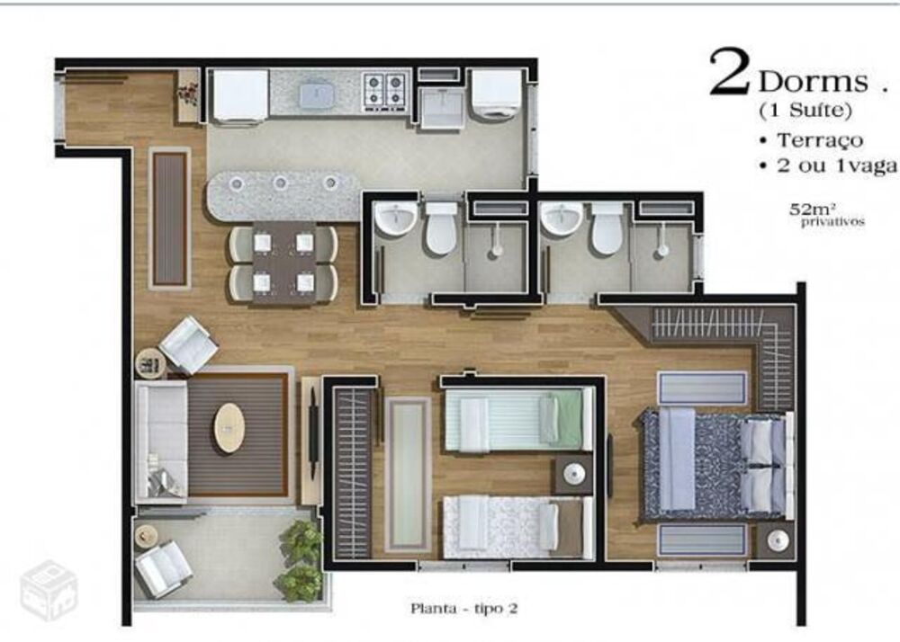 Apartamento, 2 quartos, 54 m² - Foto 3