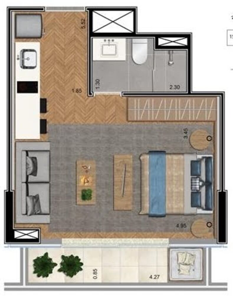 Apartamento, 1 quarto, 34 m² - Foto 3