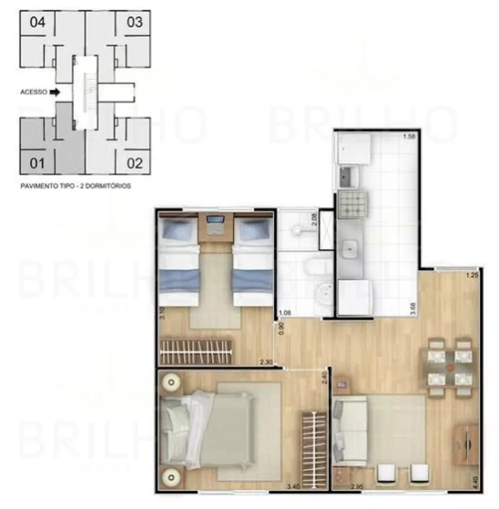 Apartamento, 2 quartos, 49 m² - Foto 3