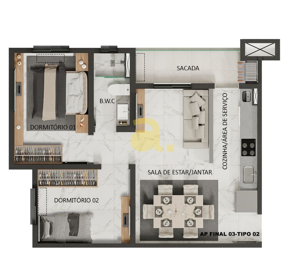 Apartamento à venda com 2 quartos, 51m² - Foto 4