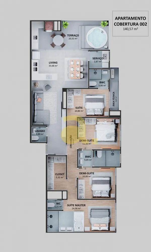 Cobertura, 3 quartos, 93 m² - Foto 15