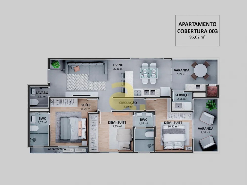 Cobertura, 3 quartos, 93 m² - Foto 17
