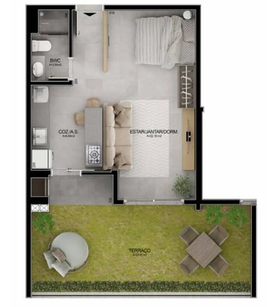 Apartamento, 1 quarto, 65 m² - Foto 2